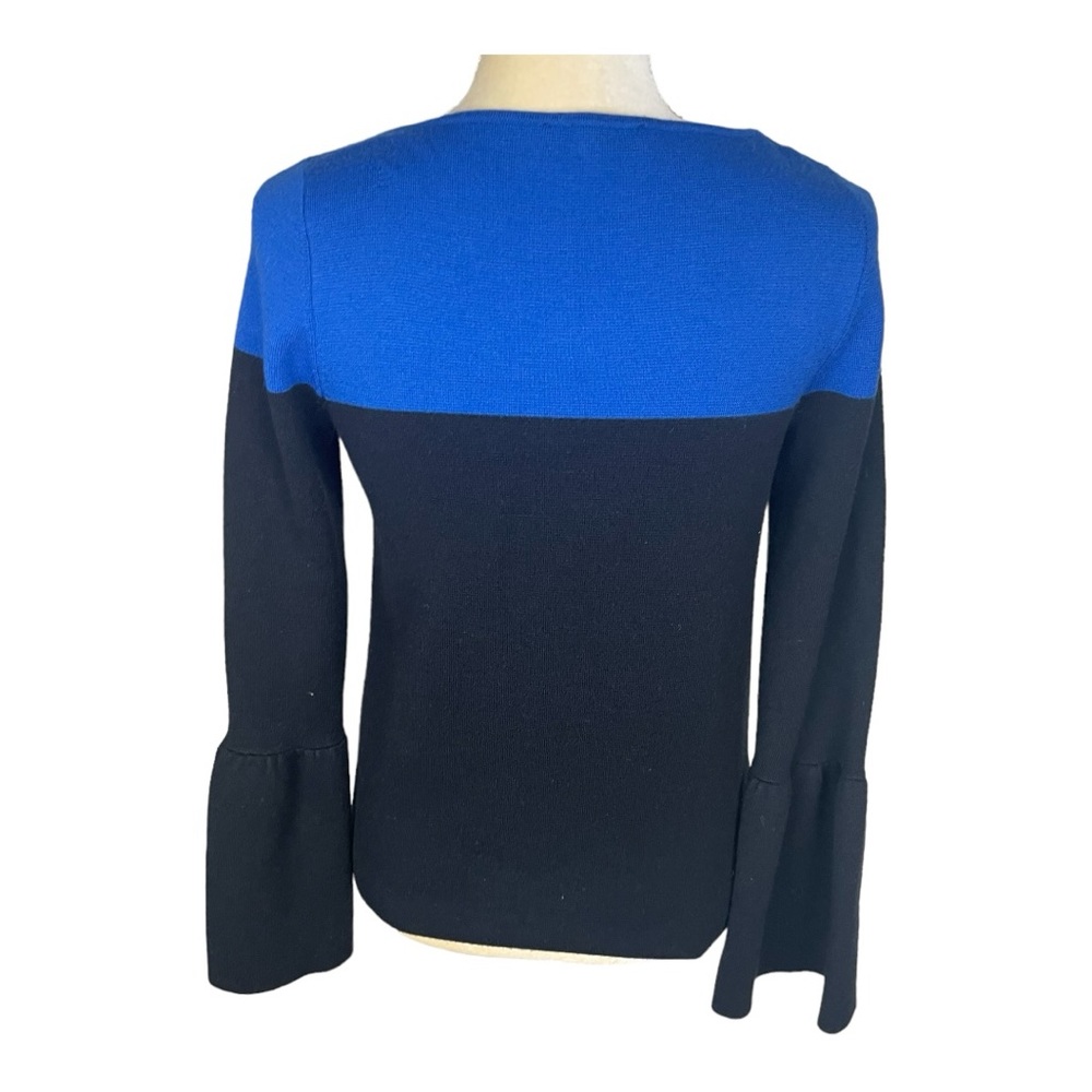 Ann Taylor Bell Long Sleeve Colorblock Sweater Top Black Blue Size Small - Picture 7 of 10